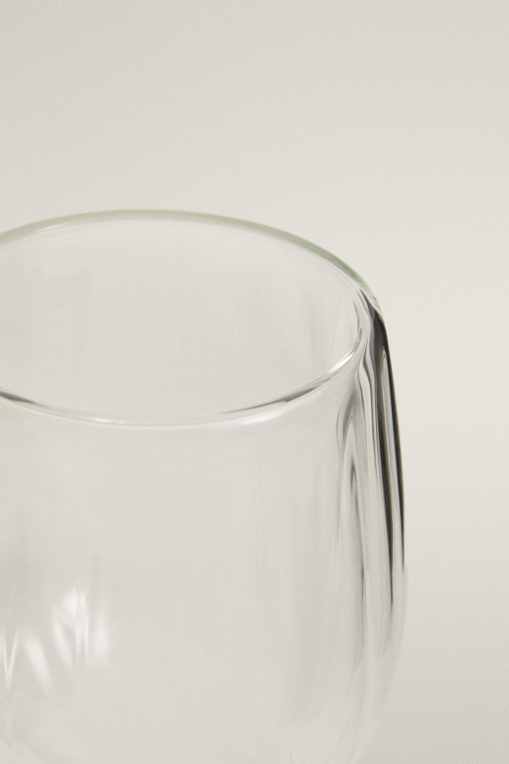 BOROSILICATE DOUBLE-WALL TUMBLER WITH LINES - Transparent | ZARA