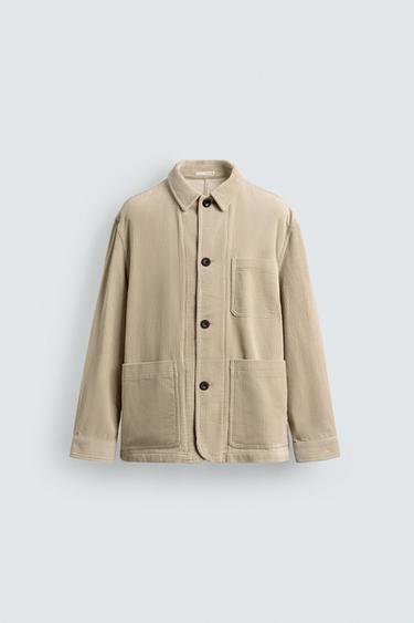 Zara 燈芯絨口袋外套 - 裸色