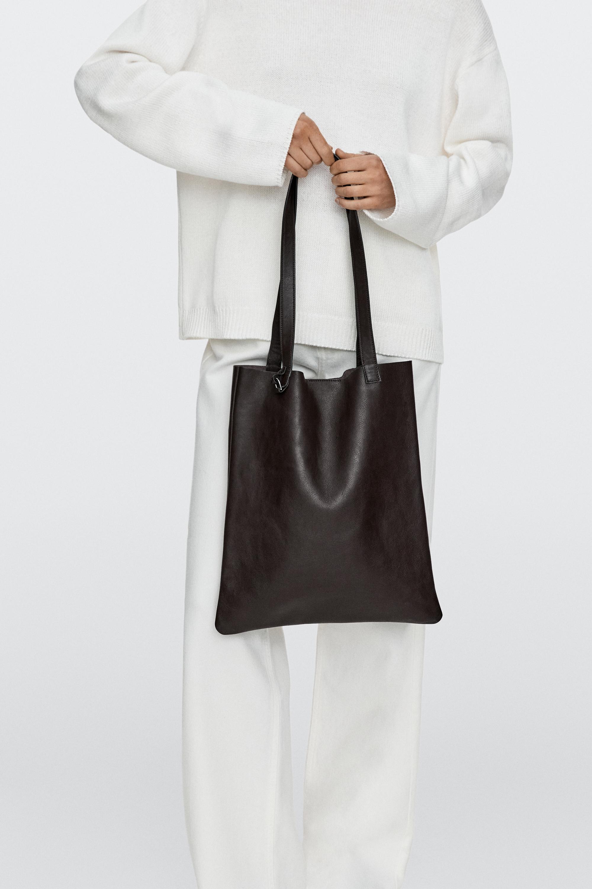 Nappa leather tote bag with clutch detail