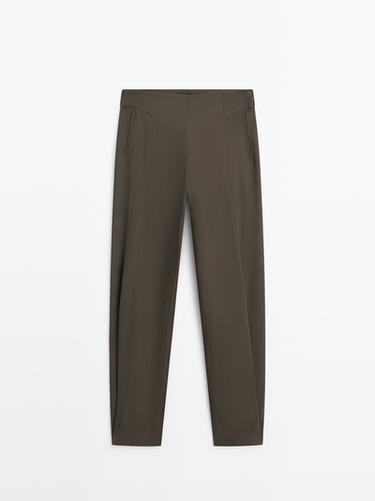 Zara Flowing sarouel trousers - Gray green