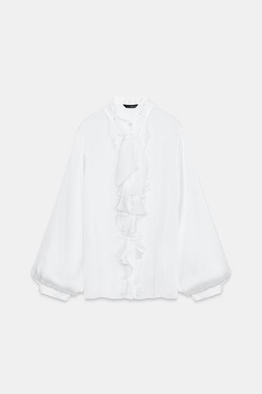 Zara RUFFLED SHIRT - White