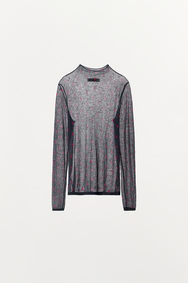 TOP EN MAILLE FINE À CŒURS - Bleu marine de Zara - Image 5