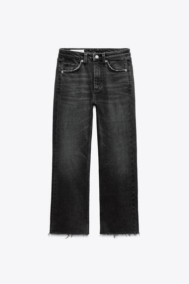 JEANS TRF CROPPED FLARE MIT HOHEM BUND - Schwarz verwaschen von Zara - Bild 0