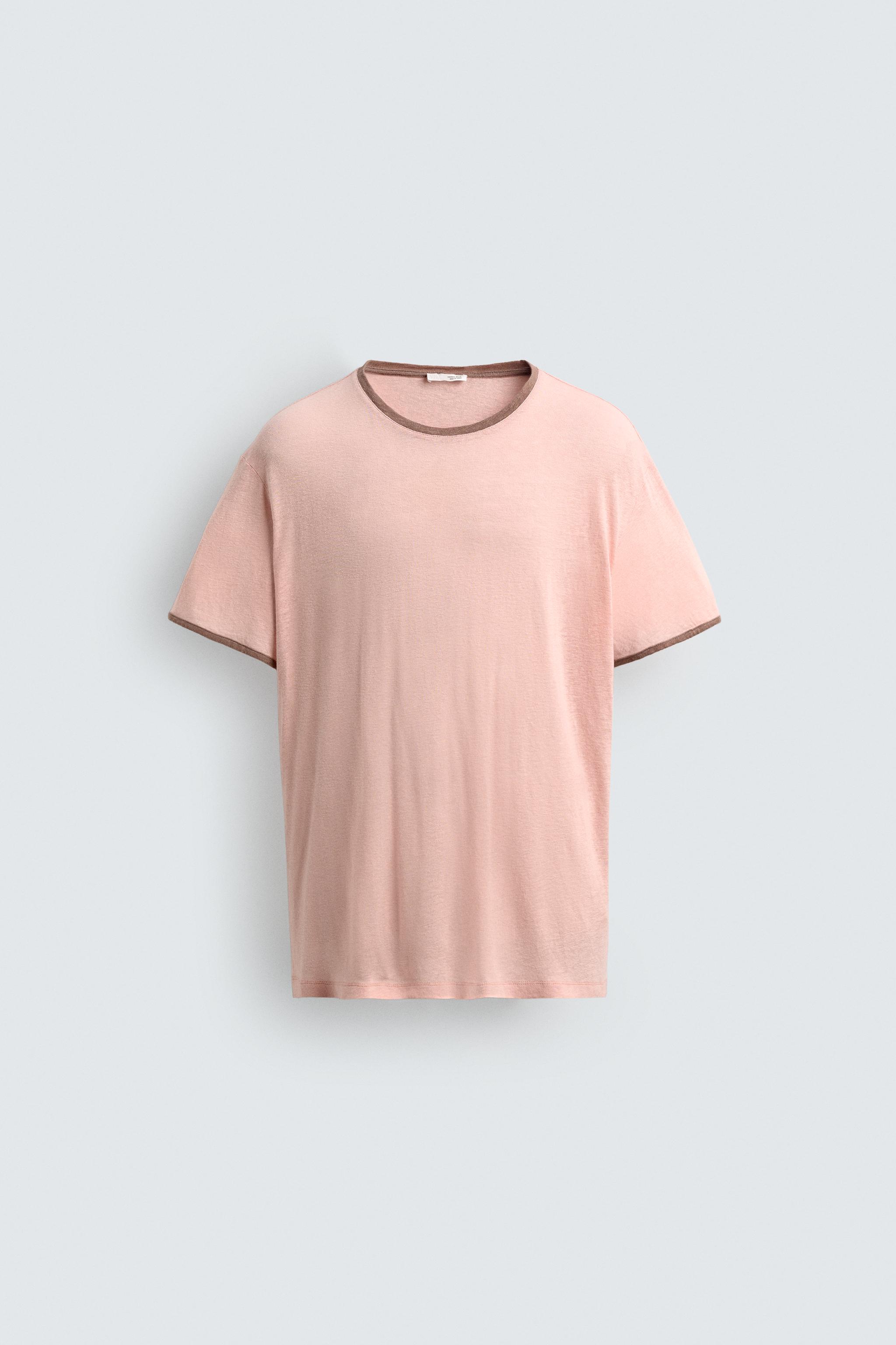 CONTRAST VISCOSE-LINEN BLEND T-SHIRT