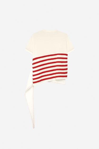 ASYMMETRIC STRIPED KNIT TOP - THE ITEM ZARA WOMAN - White / Red by Zara - Image 6