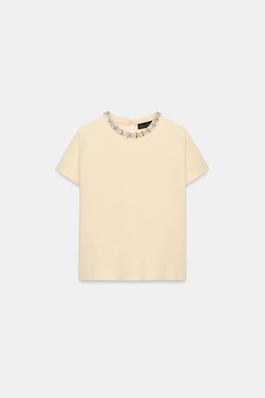 JERSEY PUNTO CUELLO JOYA - Crema de Zara - Imagen 0