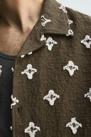 TEXTURED JACQUARD SHIRT - Dark khaki by Zara - Image 5