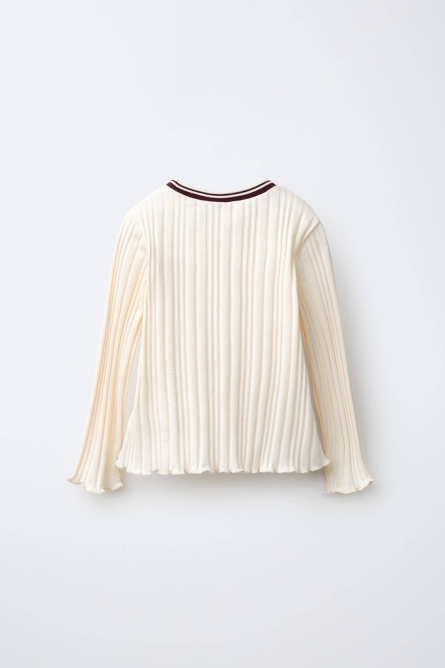 Детская футболка Zara Bear Patch Ribbed, цвет: Экрю — фото 2