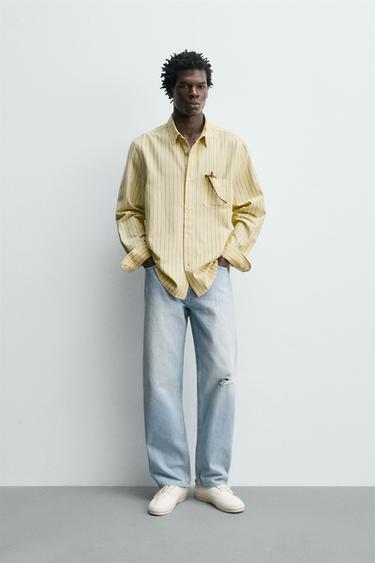 OXFORDHEMD MIT STREIFEN - Hellgelb von Zara