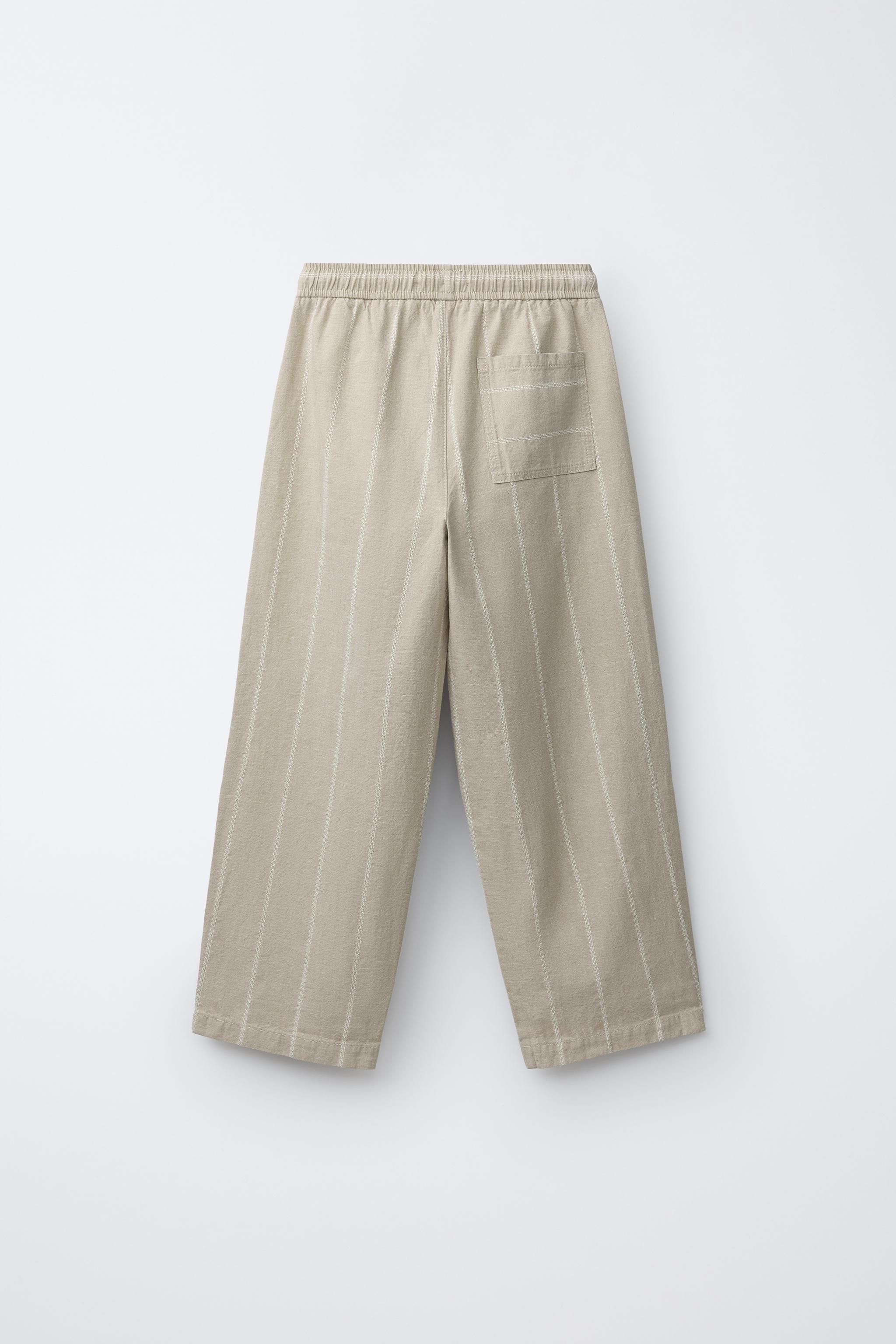 STRIPED COTTON LINEN PANTS