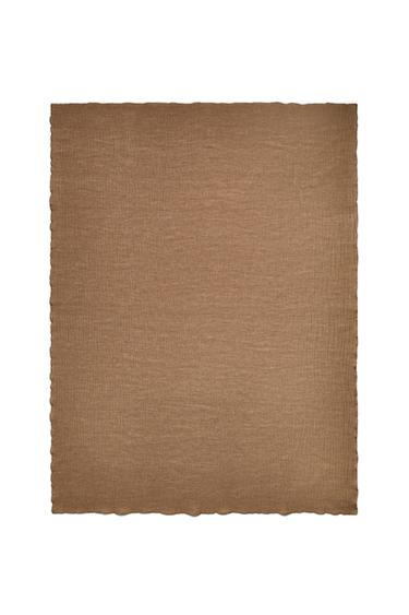 DUBBELZIJDIGE KATOENEN DEKEN - DONKERBEIGE van Zara