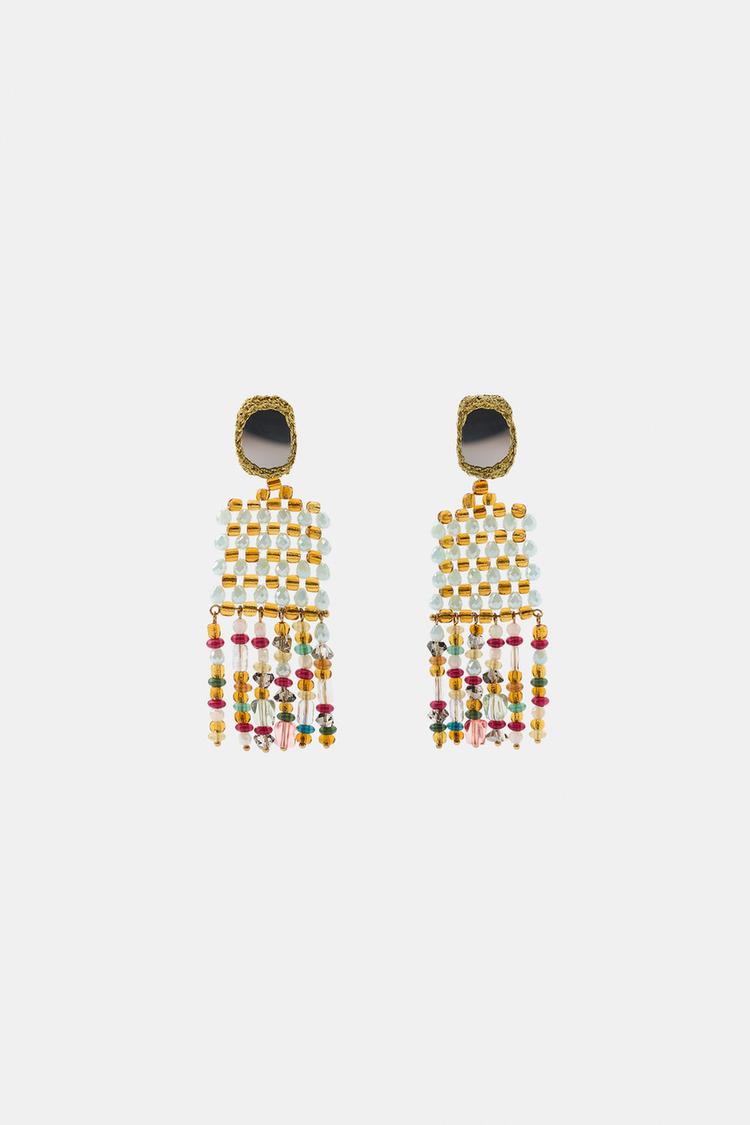 Aretes de espejo y crochet con cuentas 3
