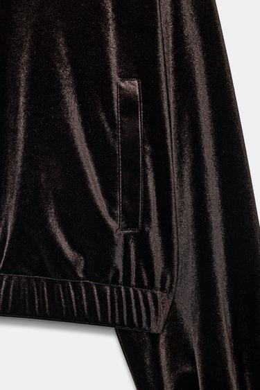 VESTE EN VELOURS À CAPUCHE - Marron foncé de Zara - Image 2
