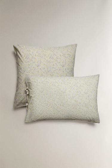 CHILDREN'S FLORAL PILLOWCASE - Lime by Zara - Image 0