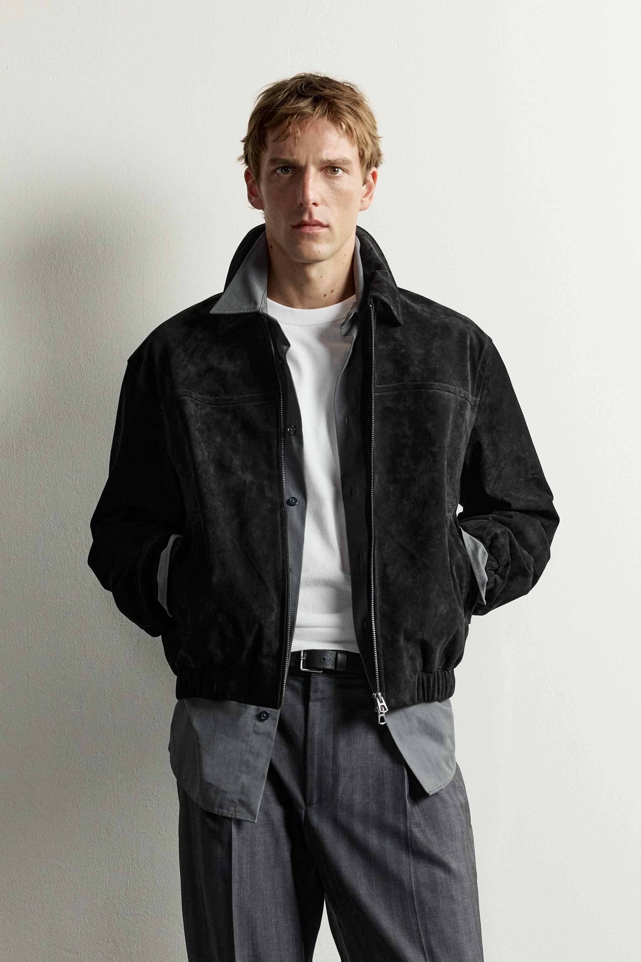 SUEDE LEATHER JACKET — Black