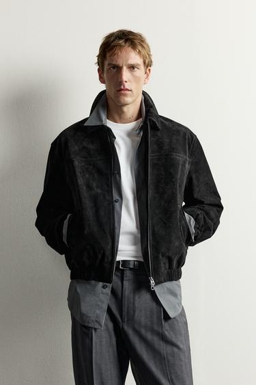 SUEDE LEATHER JACKET - Black by Zara