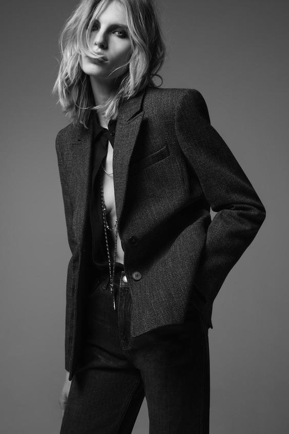 Zara ZW COLLECTION 合身西裝外套 - 深灰色 - 圖片 0