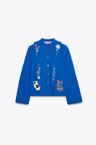 VESTE BRODÉE - Bleu roi de Zara - Image 3