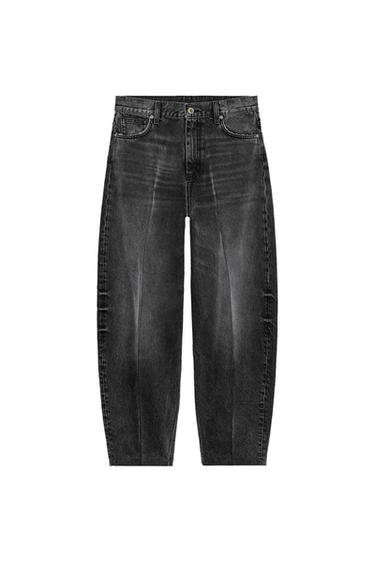 Zara ZW COLLECTION TAPERED MID-RISE JEANS - Black
