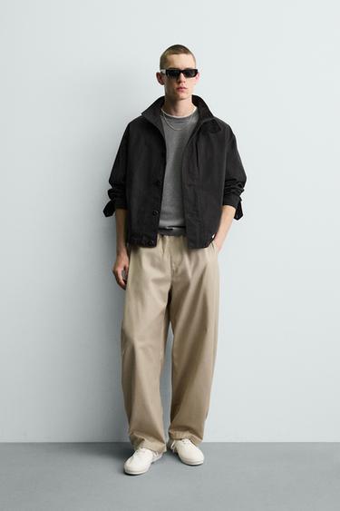 Zara BALLOON FIT PANTALONE SA NABORIMA – Bež