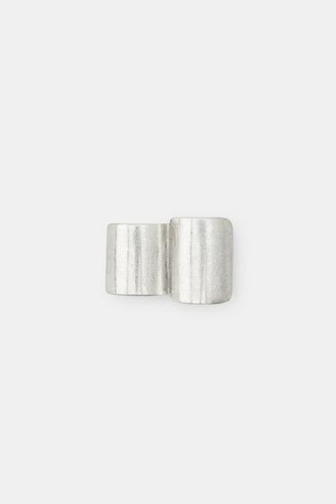 DOUBLE METAL RING - Silver by Zara