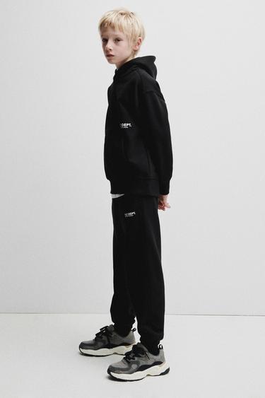 Zaras JOGGINGBYXA MED TEXT - Svart