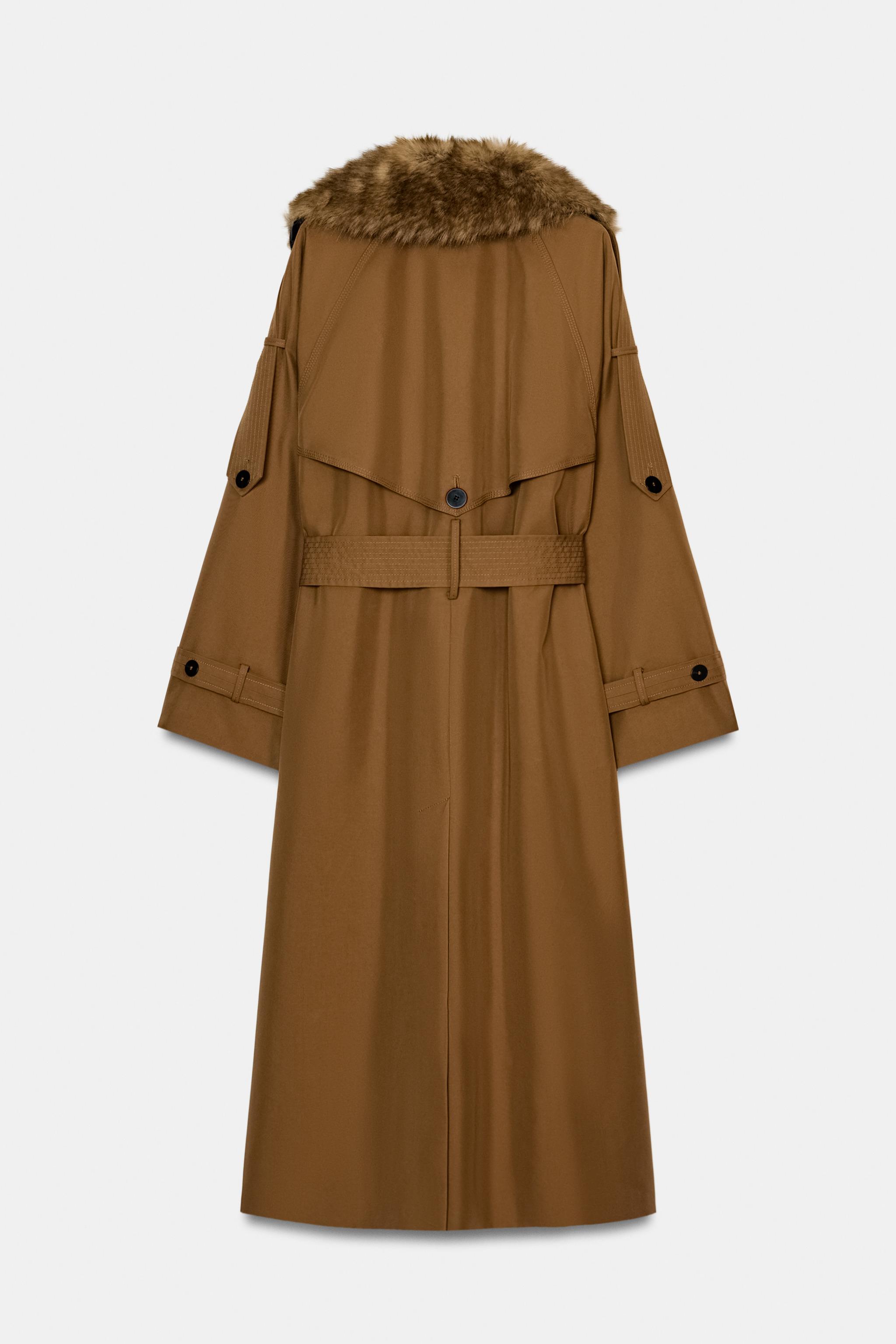 OVERSIZED TRENCH COAT WITH FAUX FUR COLLAR ZW COLLECTION LIMITED EDITION
