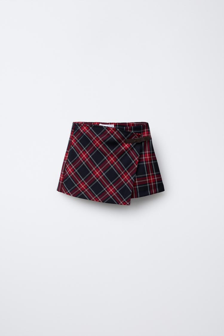 Falda Bermuda Bermuda Cuadros Zara FALDA BERMUDA CUADROS Rojo ZARA