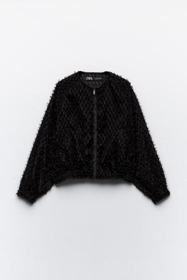 КОМБИНИРОВАННАЯ КУРТКА С БАХРОМОЙ — ЧЕРНЫЙ от Zara — изображение 0