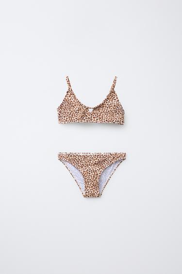 6-14 YEARS/ANIMAL PRINT CUT-OUT BIKINI - Light beige by Zara