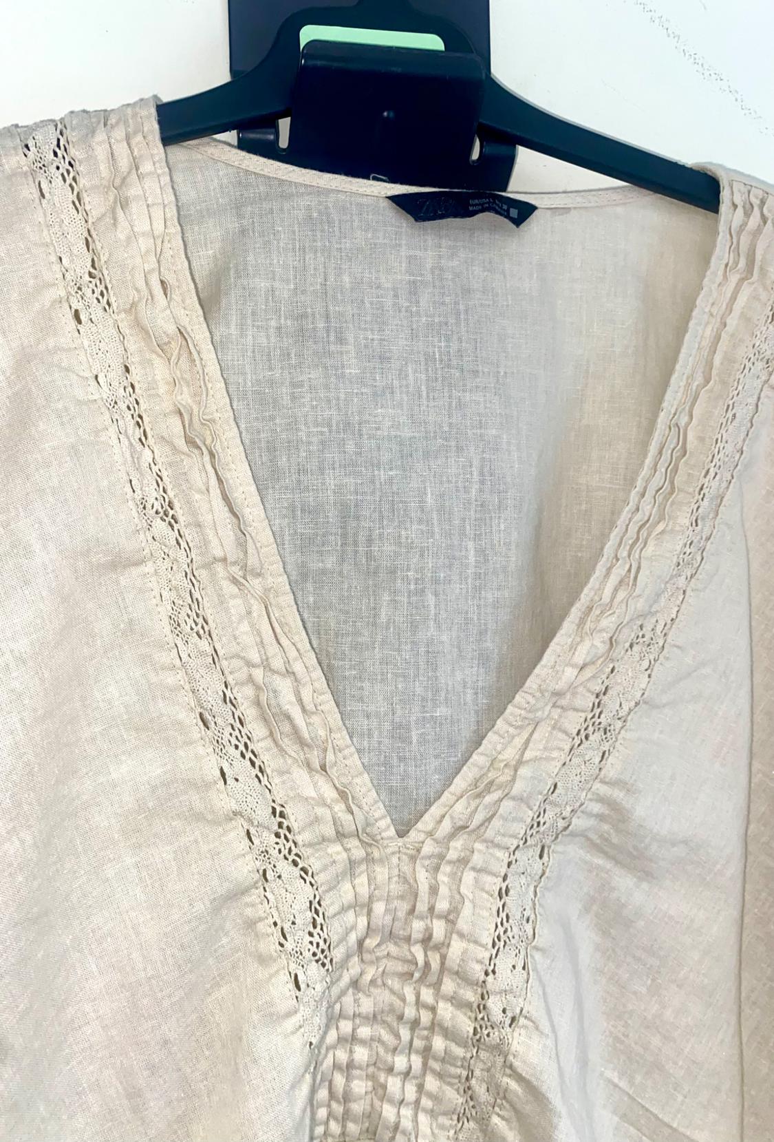 LACE TRIM LINEN BLEND TOP - Image 5