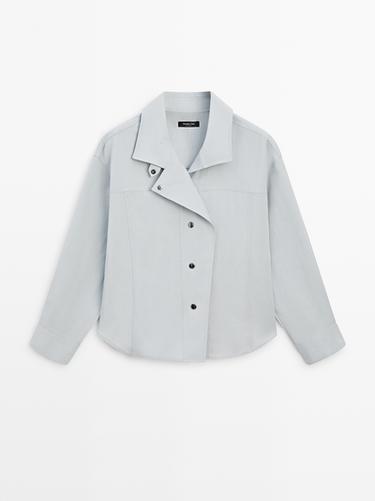 Zara Flowing shirt with button details - Light blue