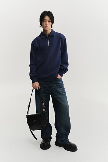 INTERLOCK QUARTER ZIP POLO SHIRT - Bluish by Zara - Image 0