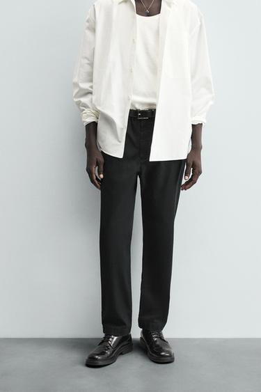 Zara RELAXED FIT CHINO PANTS - Black