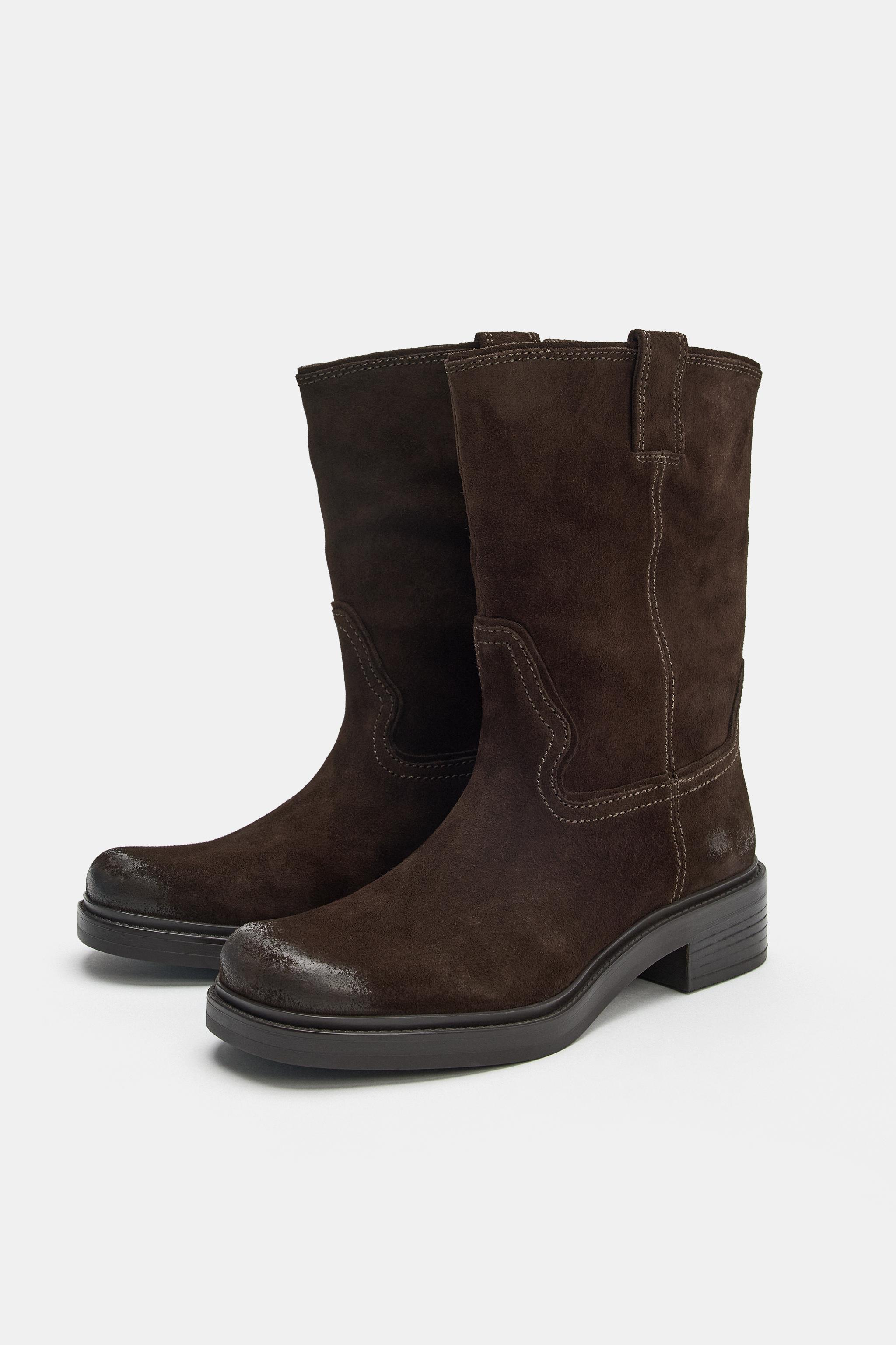 BOTTINES EN CROÛTE DE CUIR