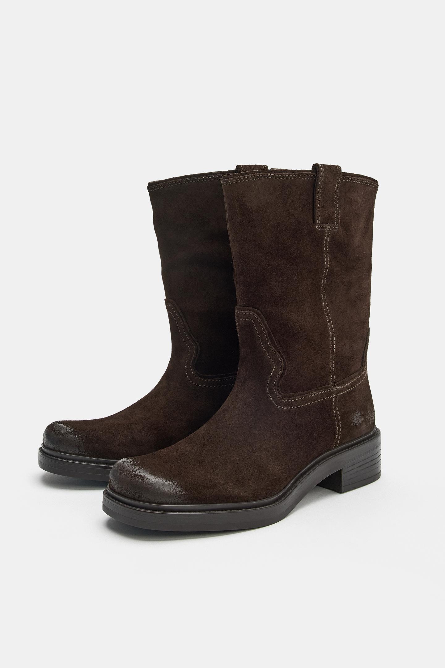 Женские ботинки Zara Suede Ankle, цвет: Коричневый — фото 6