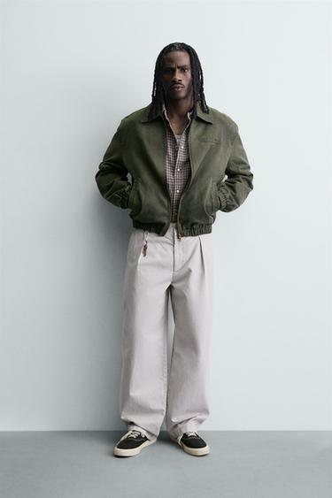WASHED-EFFECT FAUX SUEDE JACKET - Green by Zara