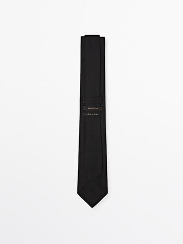 Cotton and silk blend twill tie — Black 2