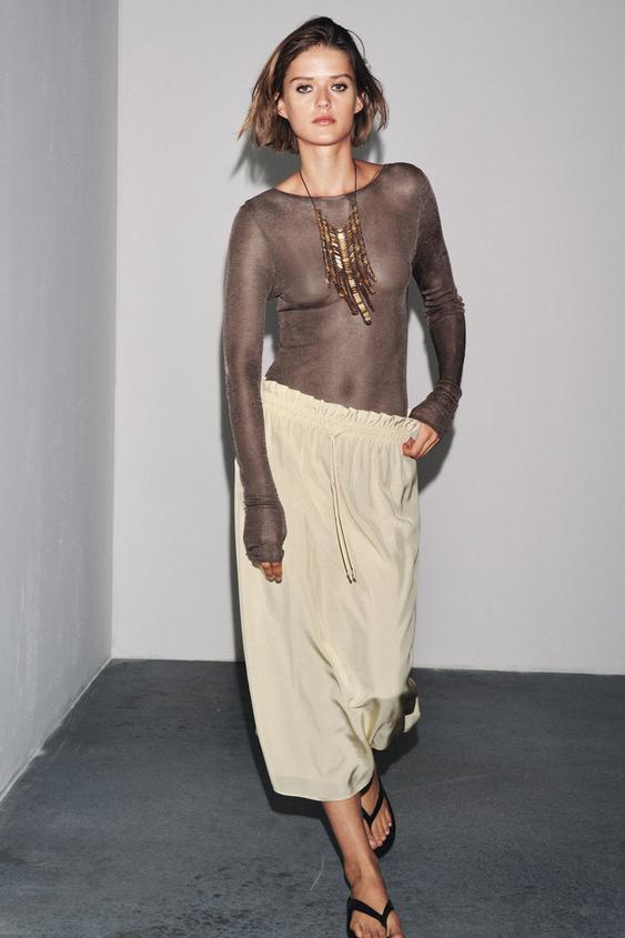 DRAWSTRING MIDI SKIRT ZW COLLECTION