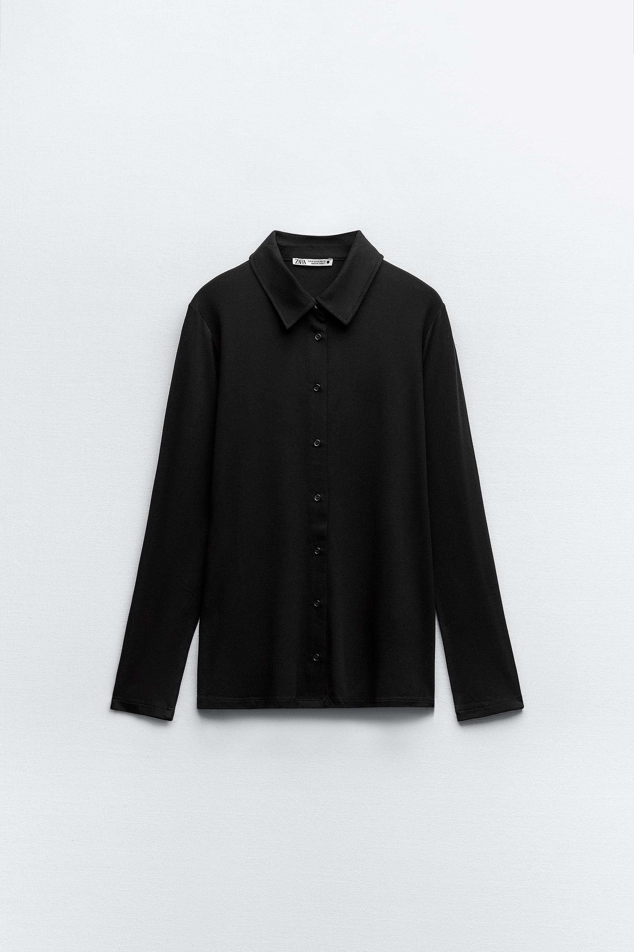 FITTED BUTTONED SHIRT - Black | ZARA United States
