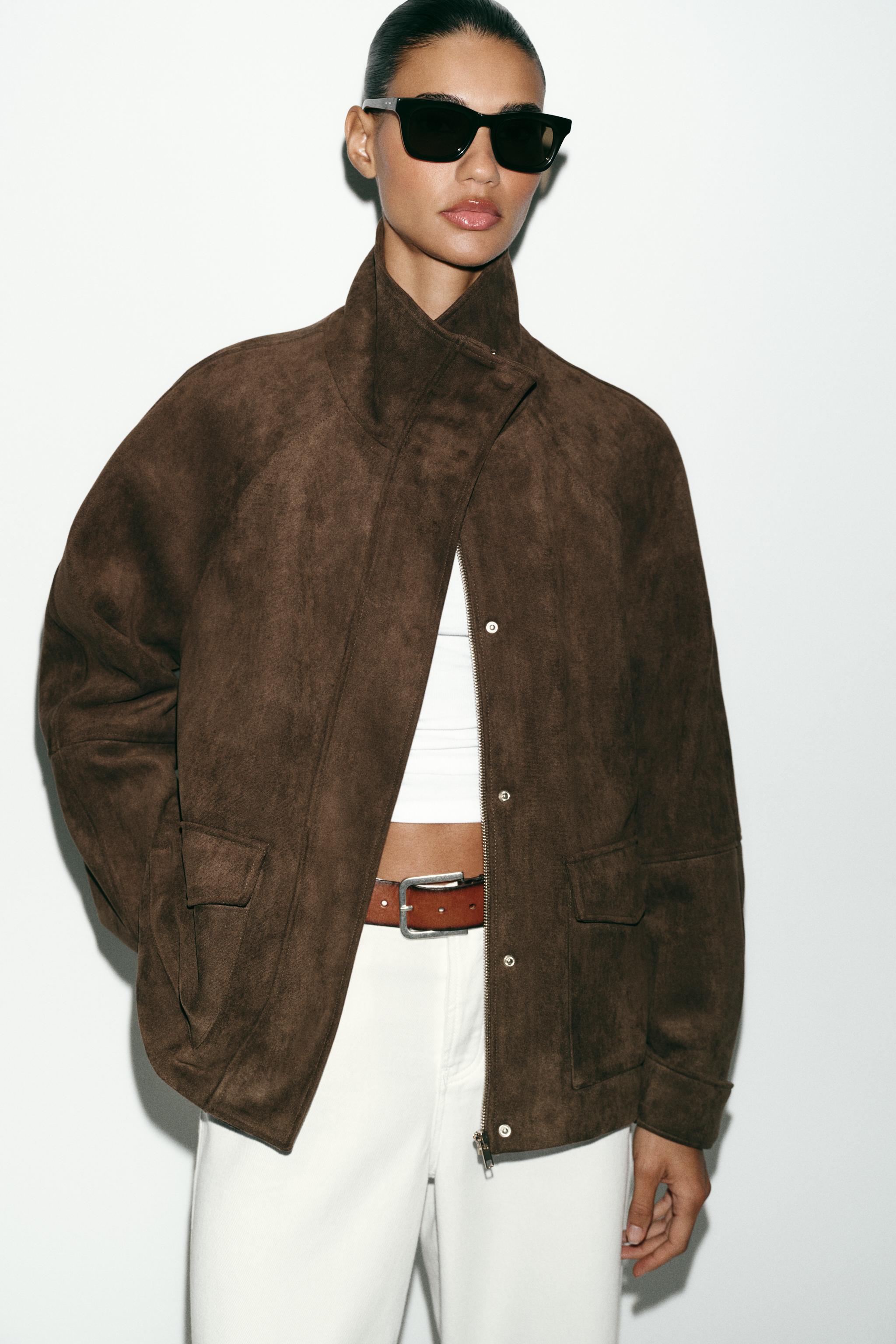 VESTE EFFET DAIM À POCHES
