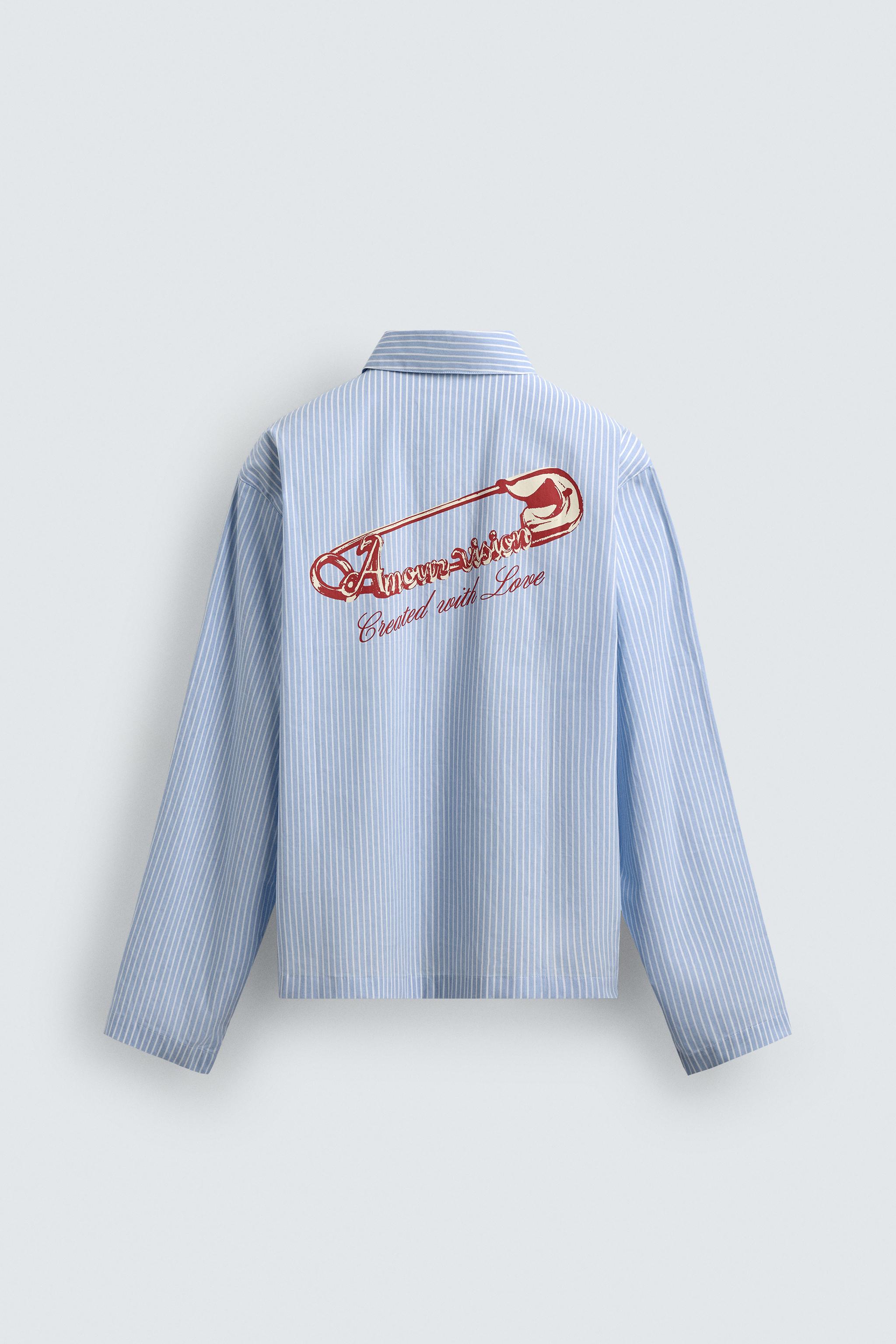 ストライプ×テキストプリントシャツ - ストライプ | ZARA Japan / 日本