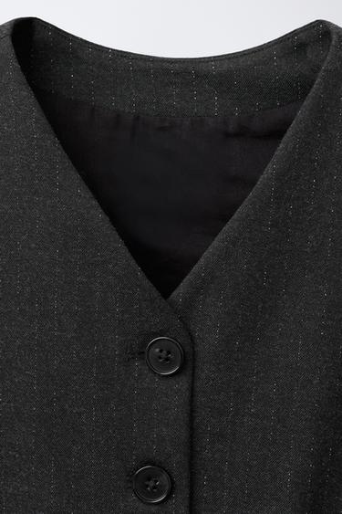 GILET SANS MANCHES RAYURE CRAIE BRILLANTE - Gris anthracite de Zara - Image 2