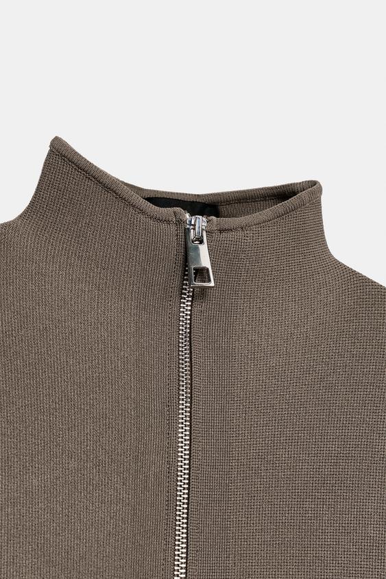 VESTE EN MAILLE ZIPPÉE - Tabac de Zara - Image 7