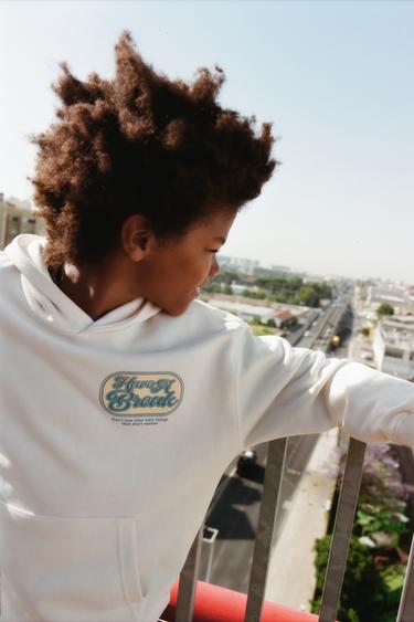 SLOGAN HOODIE - Oyster-white by Zara