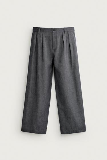 PANTALÓN RELAXED FIT PLIEGUES - Azul de Zara