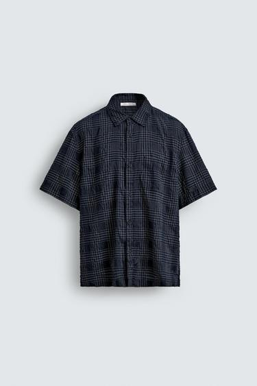 REGULAR FIT CHECK SHIRT - Blue / Navy by Zara