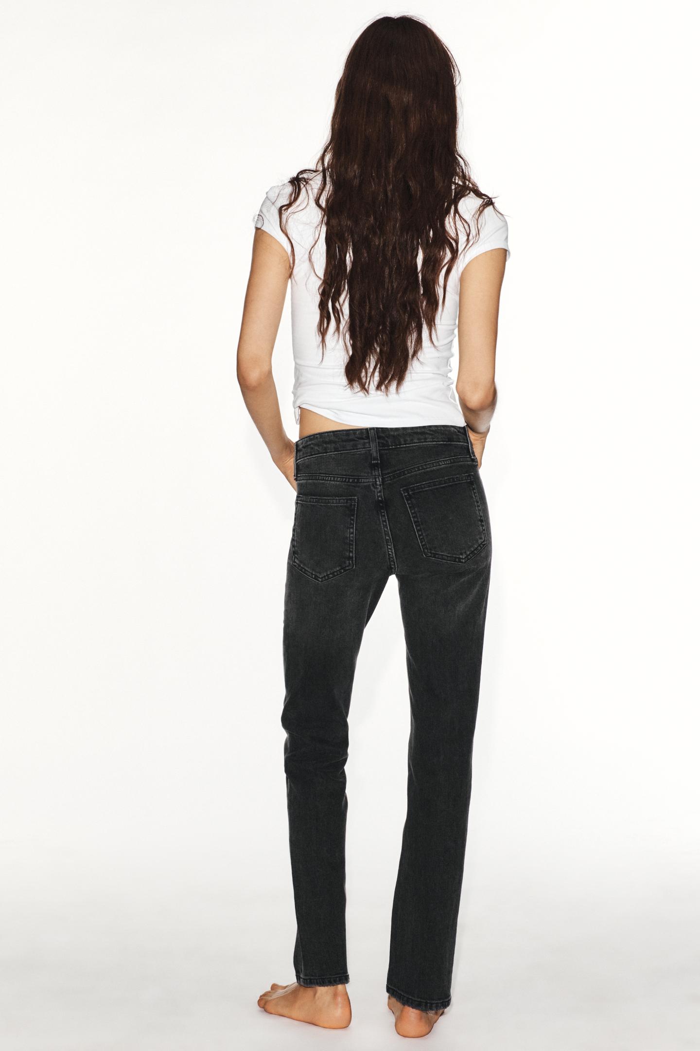 Женские джинсы Zara Trf Low-Rise Slim Fit, цвет: Чёрный — фото 5