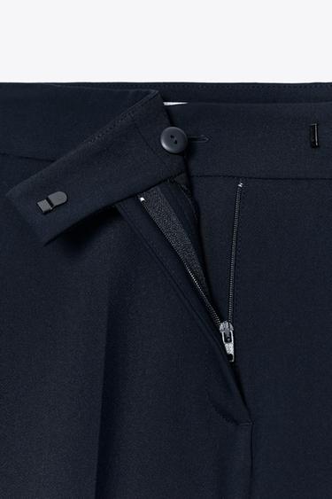HIGH-WAIST SLIM TROUSERS - Navy blue by Zara - Image 6