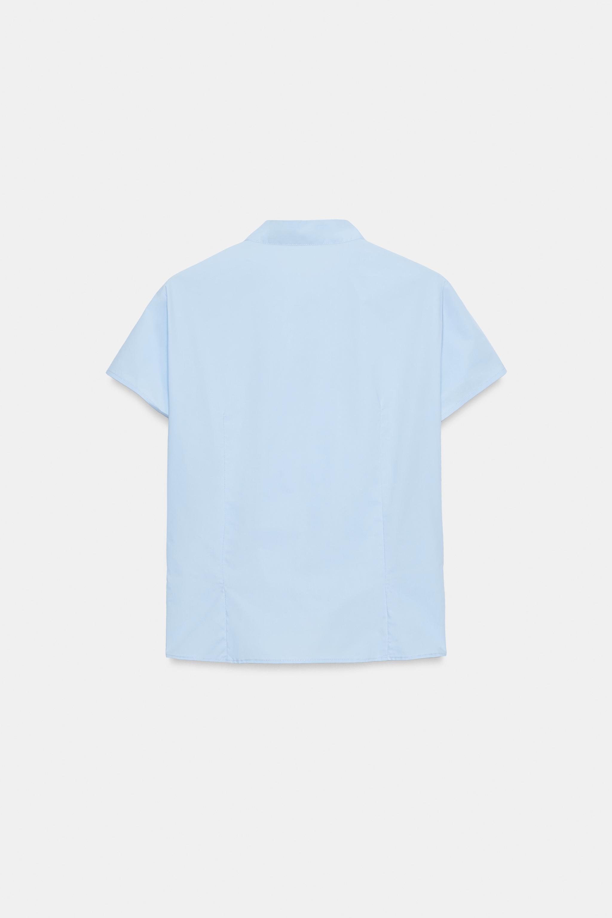 Zara Süslü Düğmeli Poplin Gömlek görsel 5